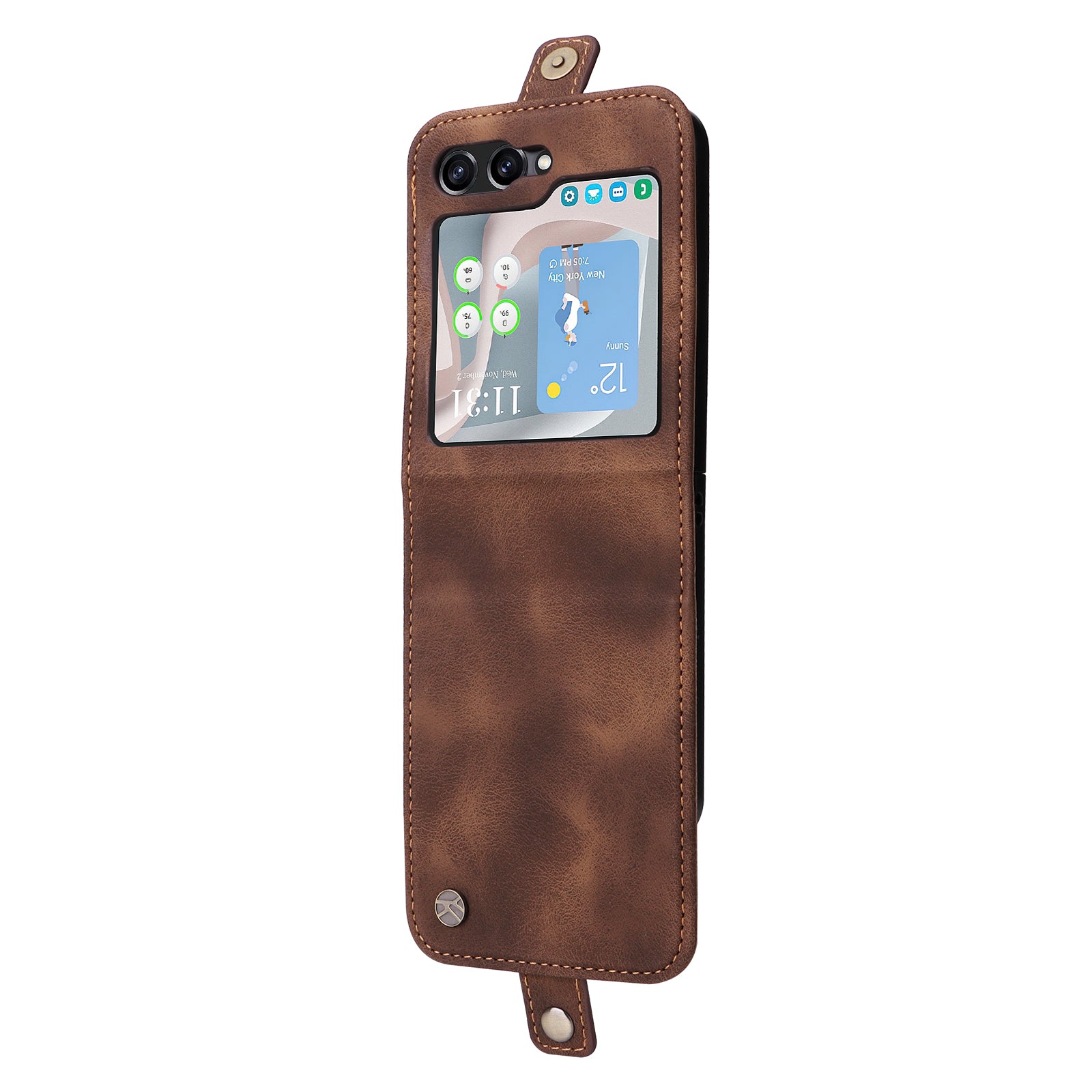 YIKATU YK-002 For Samsung Galaxy Z Flip6 5G Case Card Holders PU Leather Skin-touch Phone Cover - Brown YIKATU YK-002 For Samsung Galaxy Z Flip6 5G Case Card Holders PU Leather Skin-touch Phone Cover - Brown